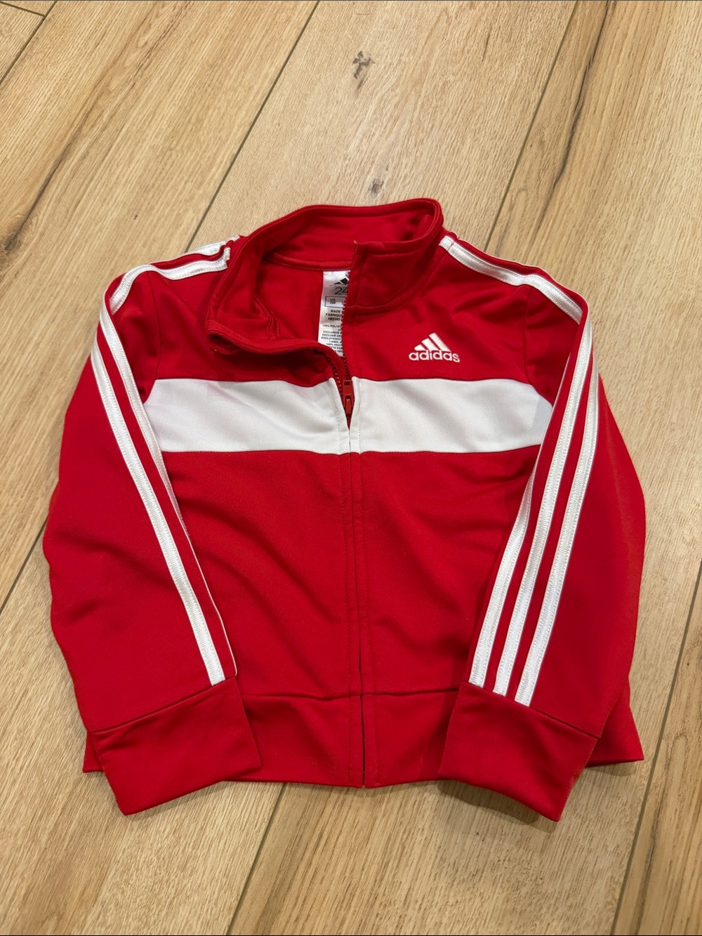 adidas Red and White Kids Zip-Up Track Jacket